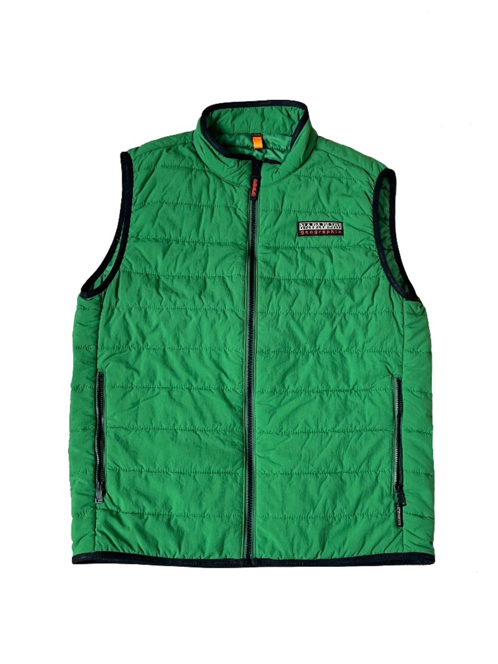 Napapijri Geographic Quilted Puffer Vest Green Full Zip